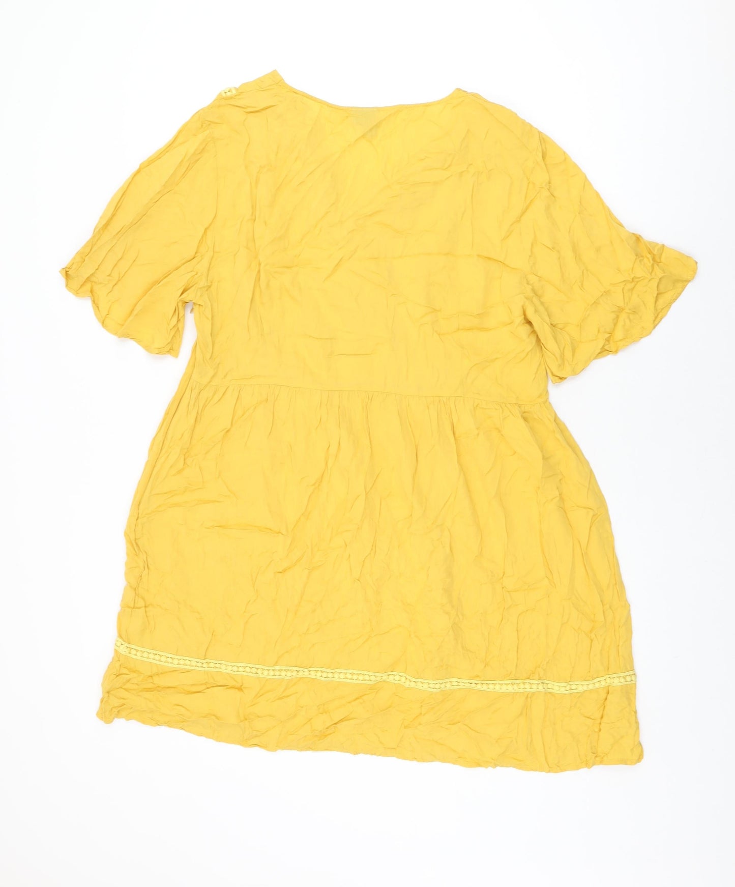 Izabel London Womens Yellow Polyester Shift Size 16 V-Neck Zip