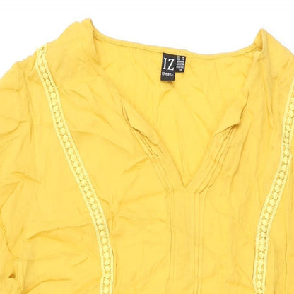 Izabel London Womens Yellow Polyester Shift Size 16 V-Neck Zip