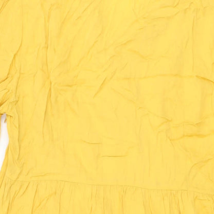 Izabel London Womens Yellow Polyester Shift Size 16 V-Neck Zip