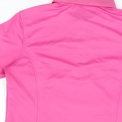 Monterey Womens Pink Polyester Basic T-Shirt Size S Collared