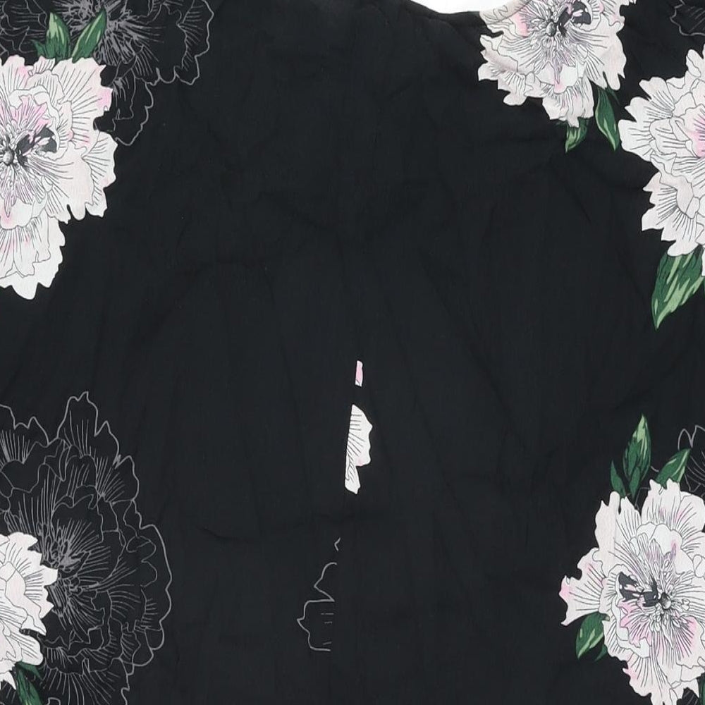 Free/Quent Womens Black Floral Viscose Shift Size XS Round Neck Pullover