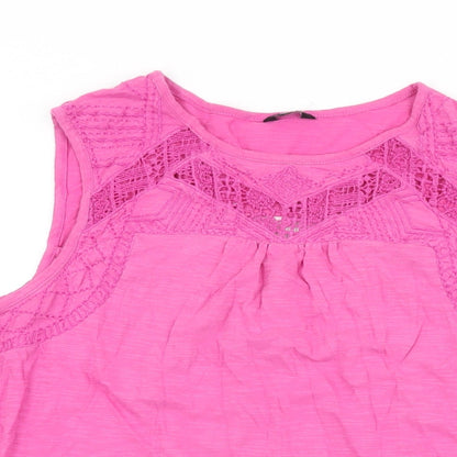 M&Co Womens Pink Cotton Basic T-Shirt Size 14 Round Neck