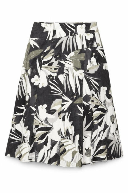 iZ Womens Grey Floral Cotton Swing Skirt Size M Zip