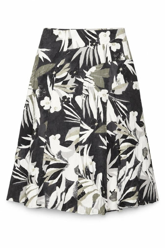 iZ Womens Grey Floral Cotton Swing Skirt Size M Zip