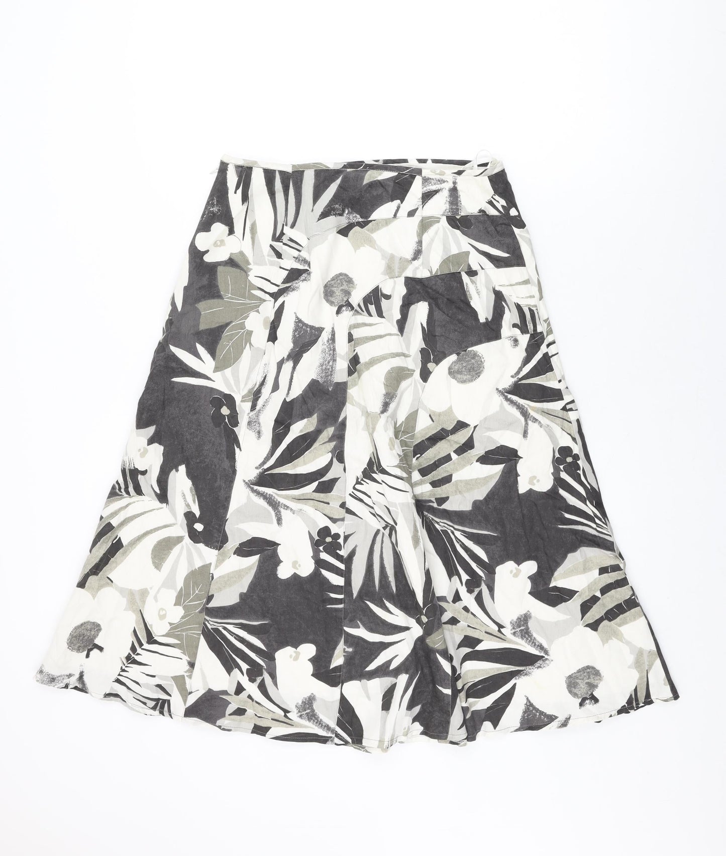 iZ Womens Grey Floral Cotton Swing Skirt Size M Zip