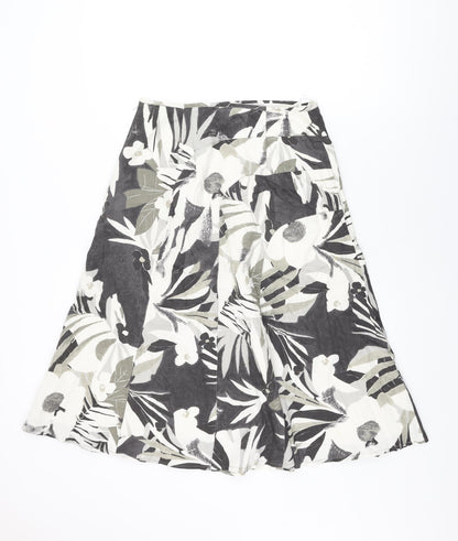 iZ Womens Grey Floral Cotton Swing Skirt Size M Zip