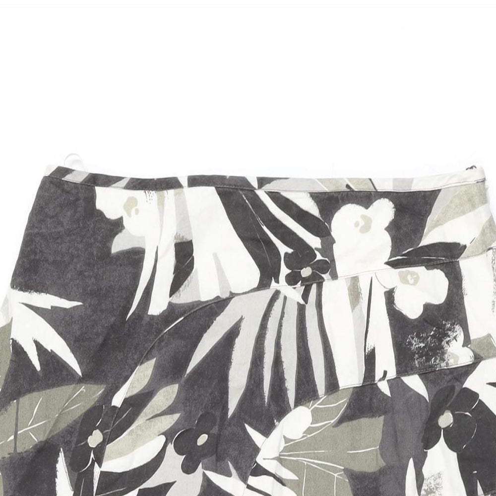 iZ Womens Grey Floral Cotton Swing Skirt Size M Zip