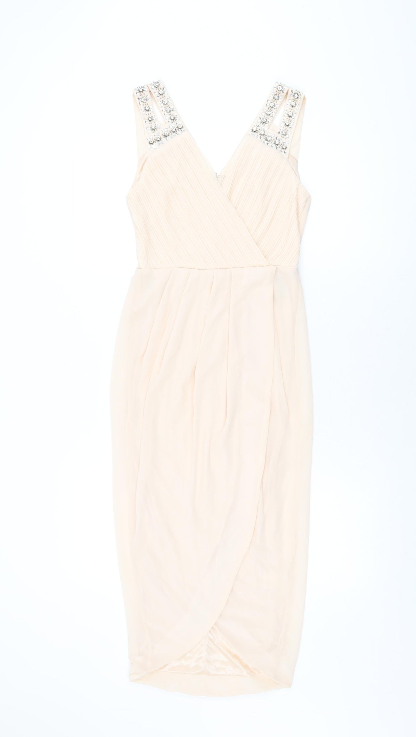 TFNC London Womens Pink Polyester Bodycon Size 8 V-Neck Zip