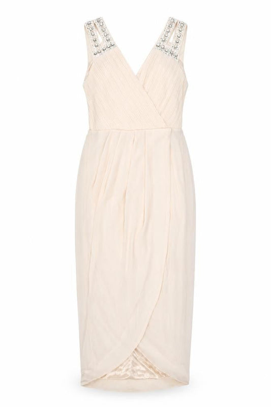 TFNC London Womens Pink Polyester Bodycon Size 8 V-Neck Zip