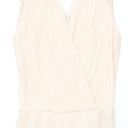TFNC London Womens Pink Polyester Bodycon Size 8 V-Neck Zip
