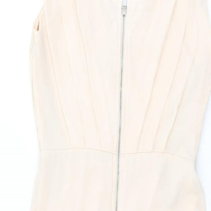 TFNC London Womens Pink Polyester Bodycon Size 8 V-Neck Zip