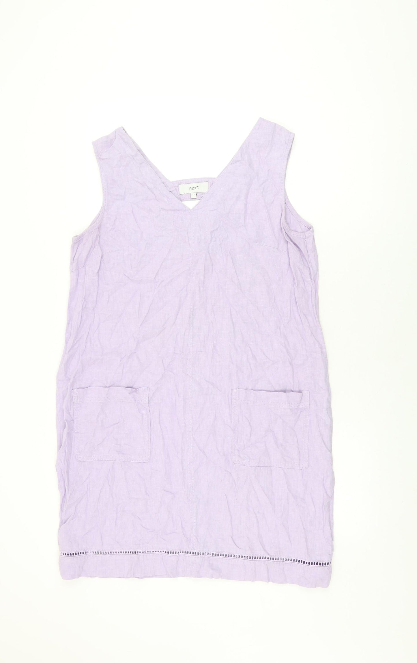 NEXT Womens Purple Linen Shift Size 14 V-Neck Pullover
