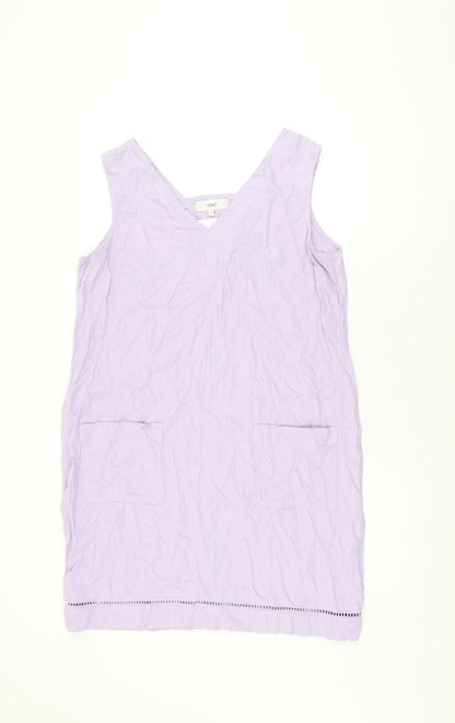 NEXT Womens Purple Linen Shift Size 14 V-Neck Pullover