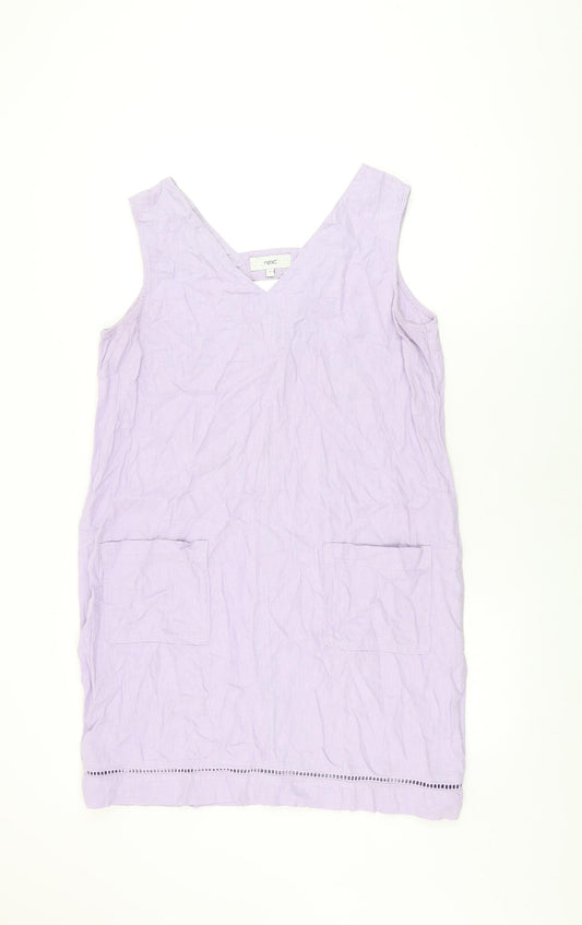 NEXT Womens Purple Linen Shift Size 14 V-Neck Pullover