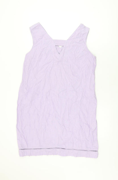 NEXT Womens Purple Linen Shift Size 14 V-Neck Pullover