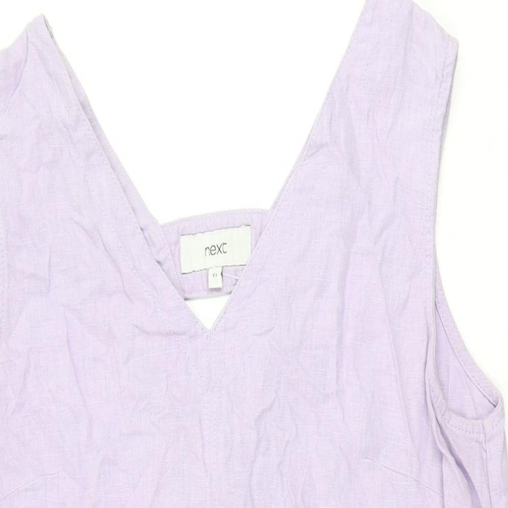 NEXT Womens Purple Linen Shift Size 14 V-Neck Pullover