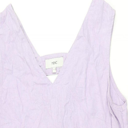 NEXT Womens Purple Linen Shift Size 14 V-Neck Pullover