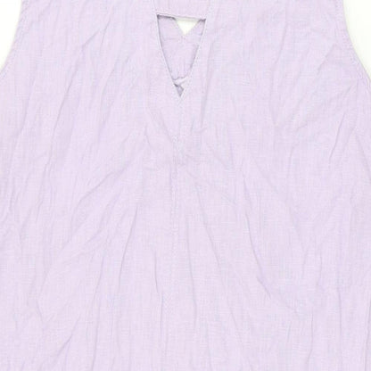 NEXT Womens Purple Linen Shift Size 14 V-Neck Pullover