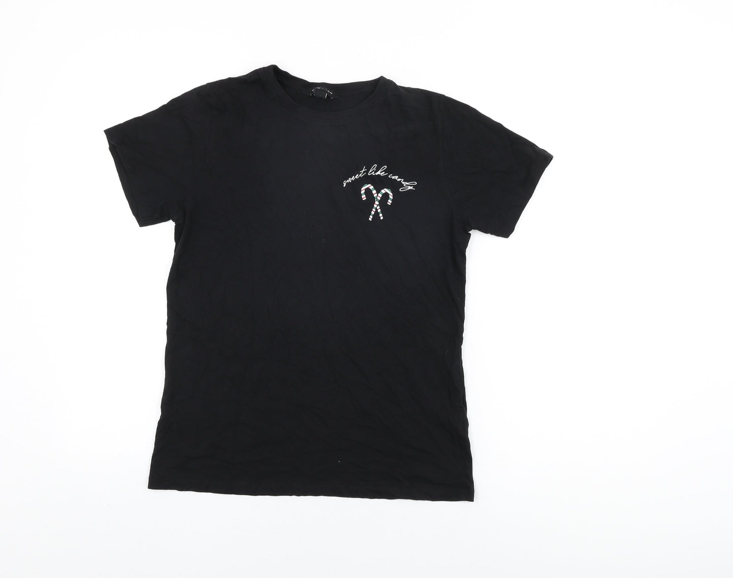 Womens UK Size 10 New Look Black Basic T-Shirt