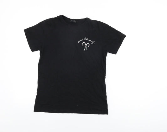 Womens UK Size 10 New Look Black Basic T-Shirt
