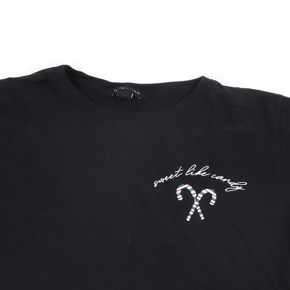 Womens UK Size 10 New Look Black Basic T-Shirt