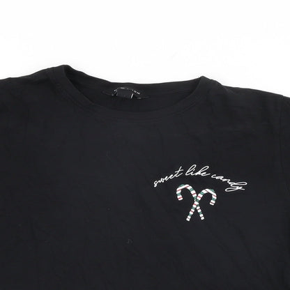 Womens UK Size 10 New Look Black Basic T-Shirt