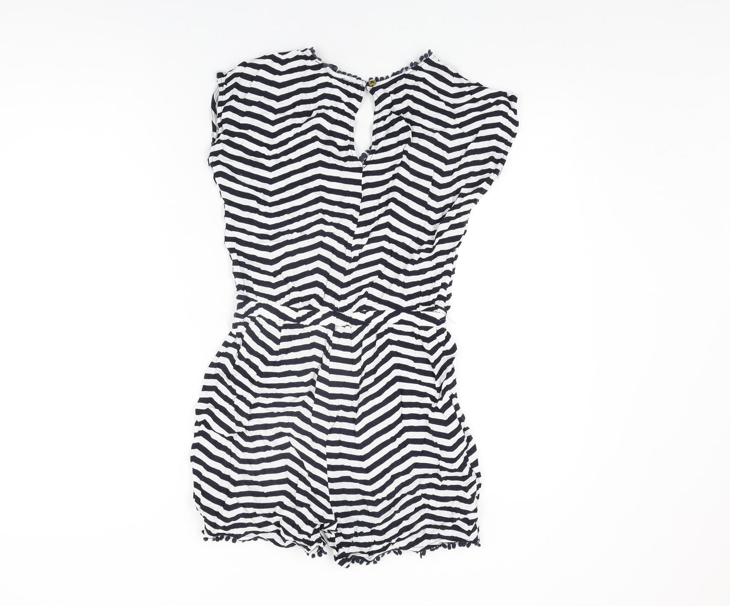 Oasis Womens White Striped Viscose Playsuit One-Piece Size XS Button