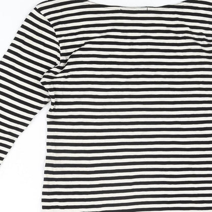 PRETTYLITTLETHING Womens White Striped Viscose Bodycon Size 8 Round Neck Pullover