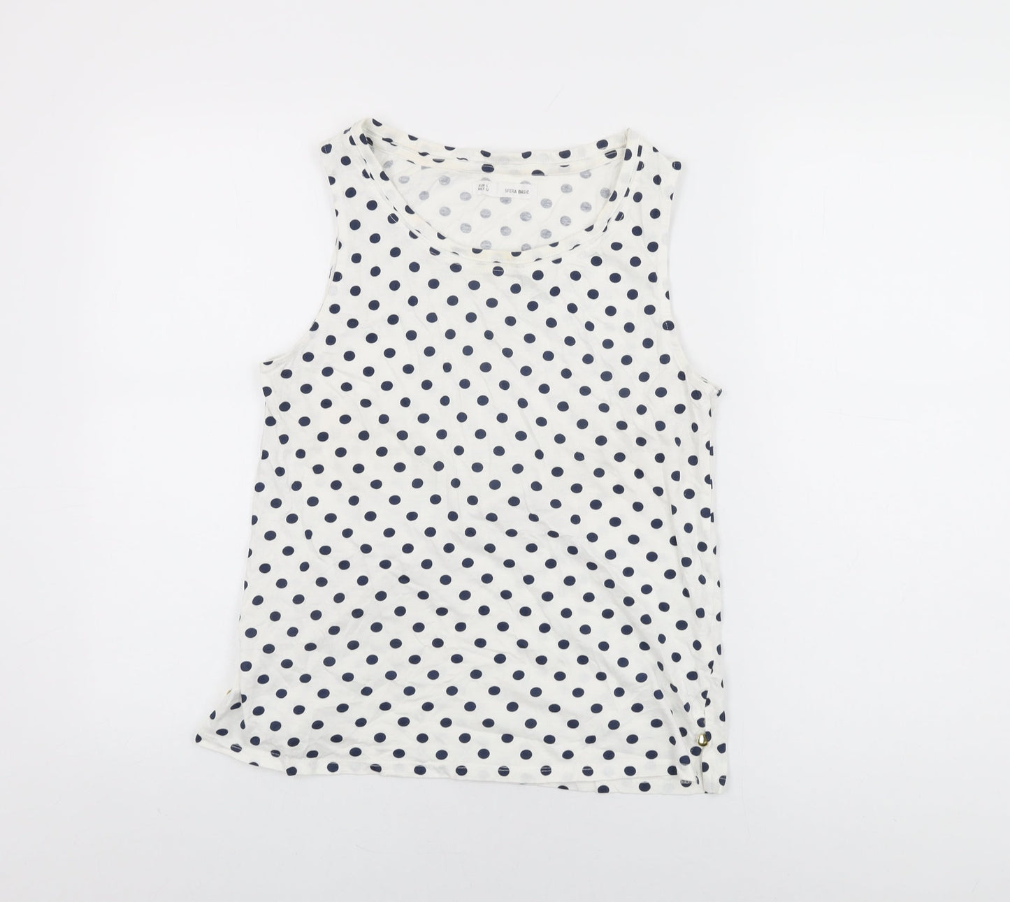 Womens UK Size L Sfera White Basic Tank