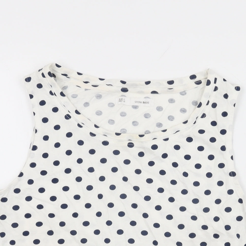 Womens UK Size L Sfera White Basic Tank