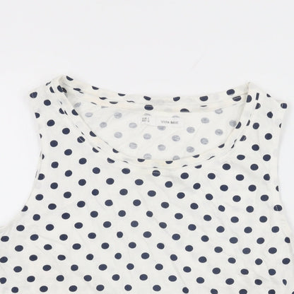 Womens UK Size L Sfera White Basic Tank