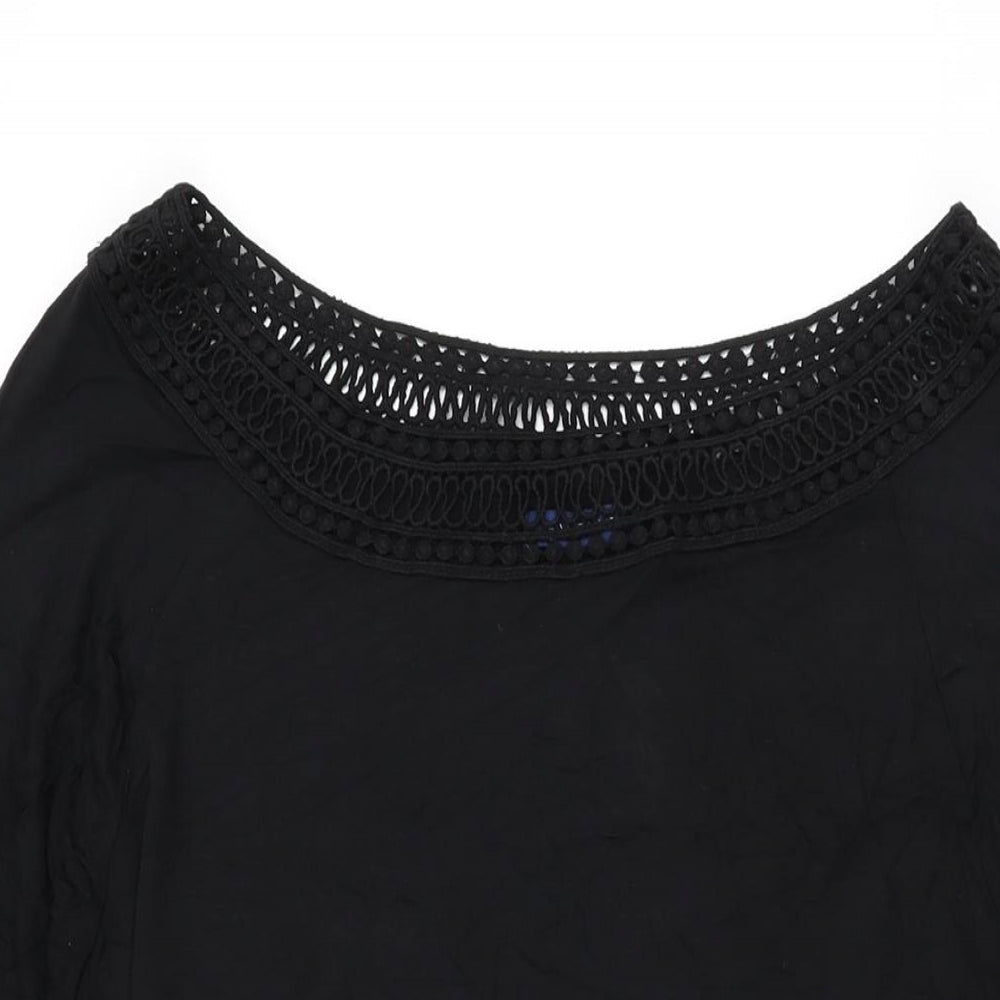 Fantasie Womens Black Viscose Basic T-Shirt Size L Boat Neck
