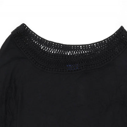 Fantasie Womens Black Viscose Basic T-Shirt Size L Boat Neck
