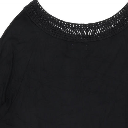 Fantasie Womens Black Viscose Basic T-Shirt Size L Boat Neck