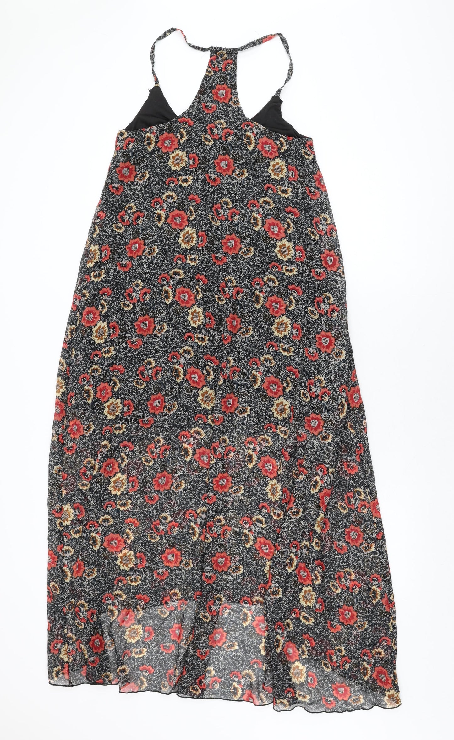 Boohoo Womens Black Floral Polyester Shift Size 8 Round Neck Pullover