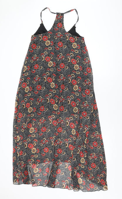 Boohoo Womens Black Floral Polyester Shift Size 8 Round Neck Pullover