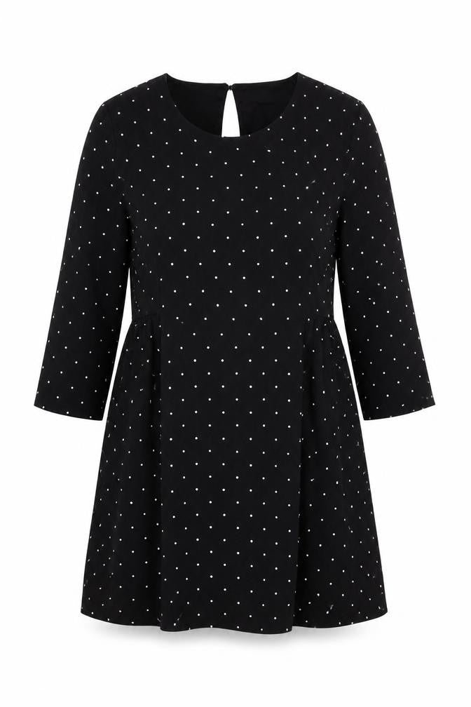 Vero Moda Womens Black Polka Dot Polyester Shift Size M Round Neck Button