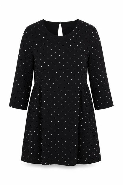 Vero Moda Womens Black Polka Dot Polyester Shift Size M Round Neck Button