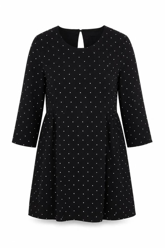Vero Moda Womens Black Polka Dot Polyester Shift Size M Round Neck Button