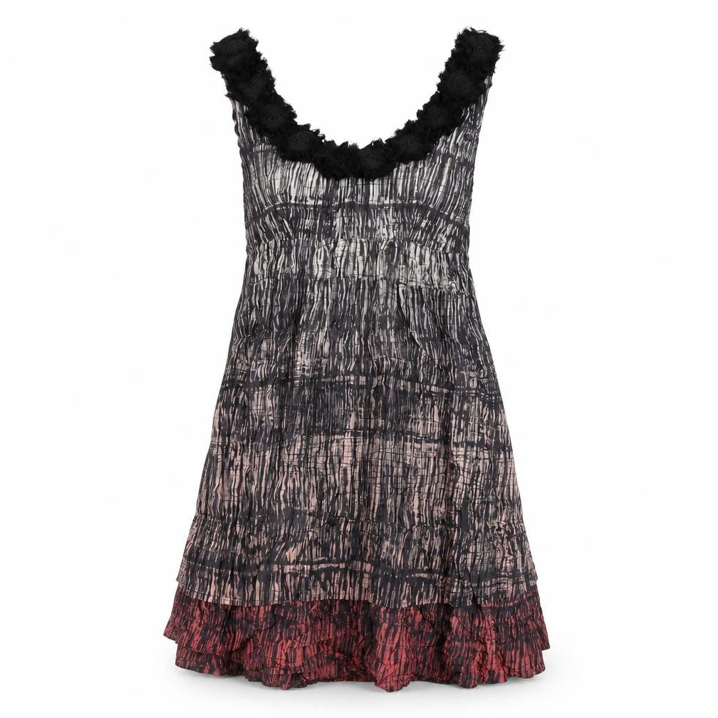 Next Womens Black Geometric Cotton Shift Size 12 V-Neck Zip