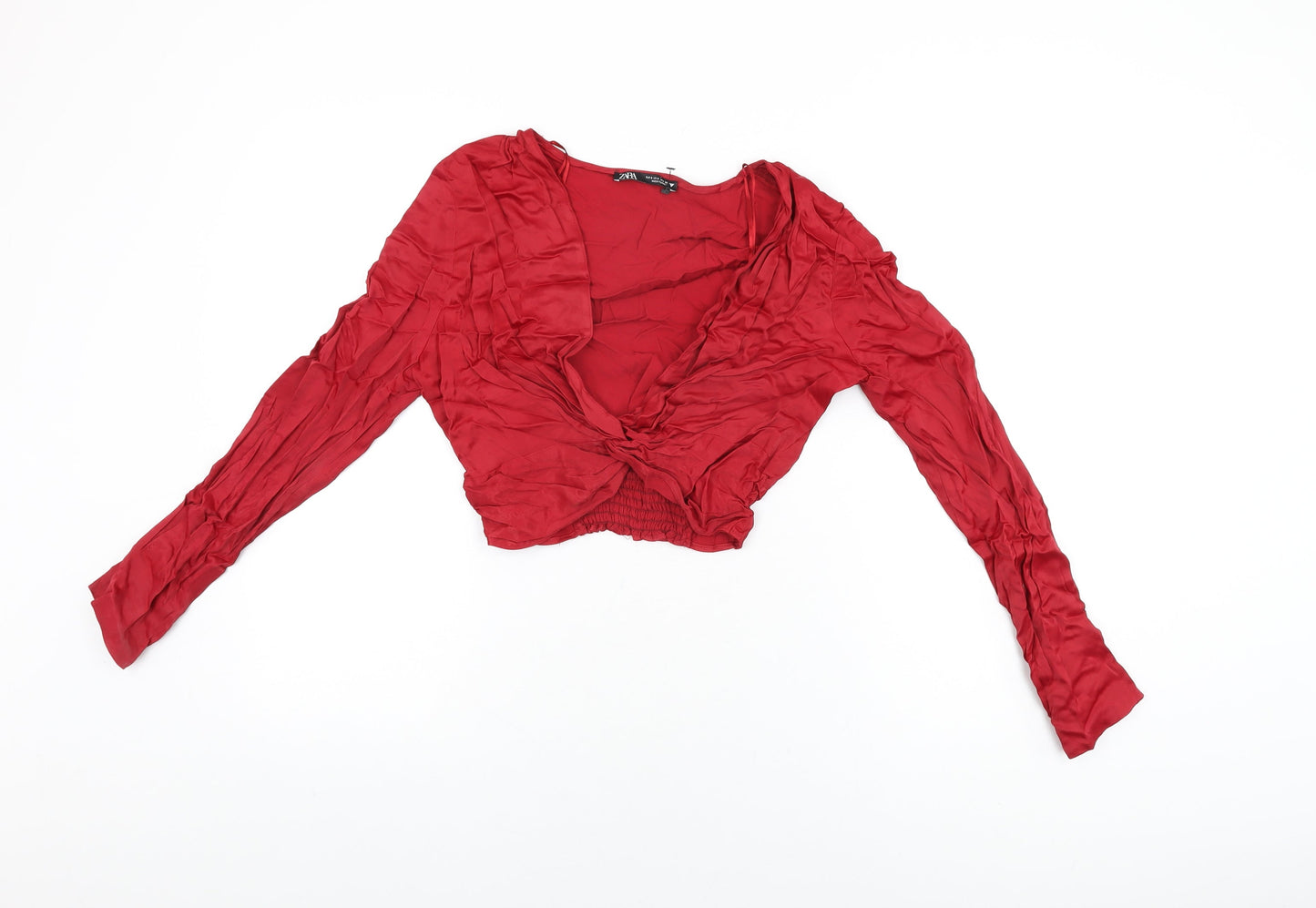 Womens UK Size S Zara Red Cropped Blouse