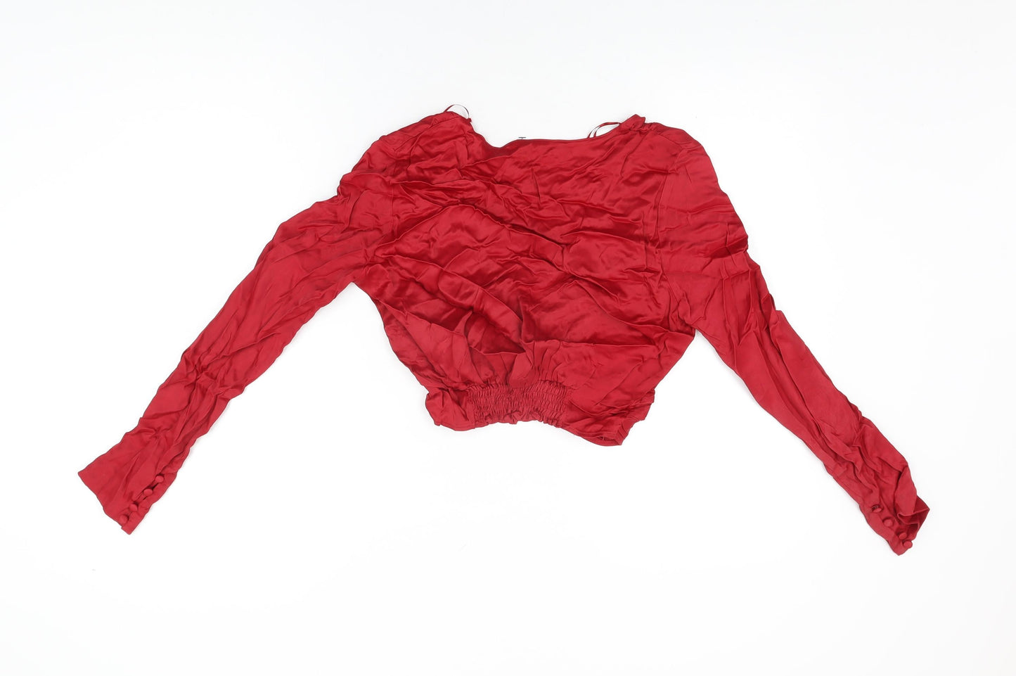 Womens UK Size S Zara Red Cropped Blouse