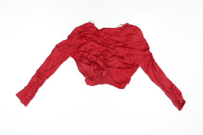 Womens UK Size S Zara Red Cropped Blouse
