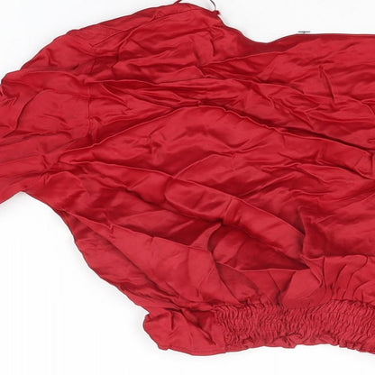 Womens UK Size S Zara Red Cropped Blouse