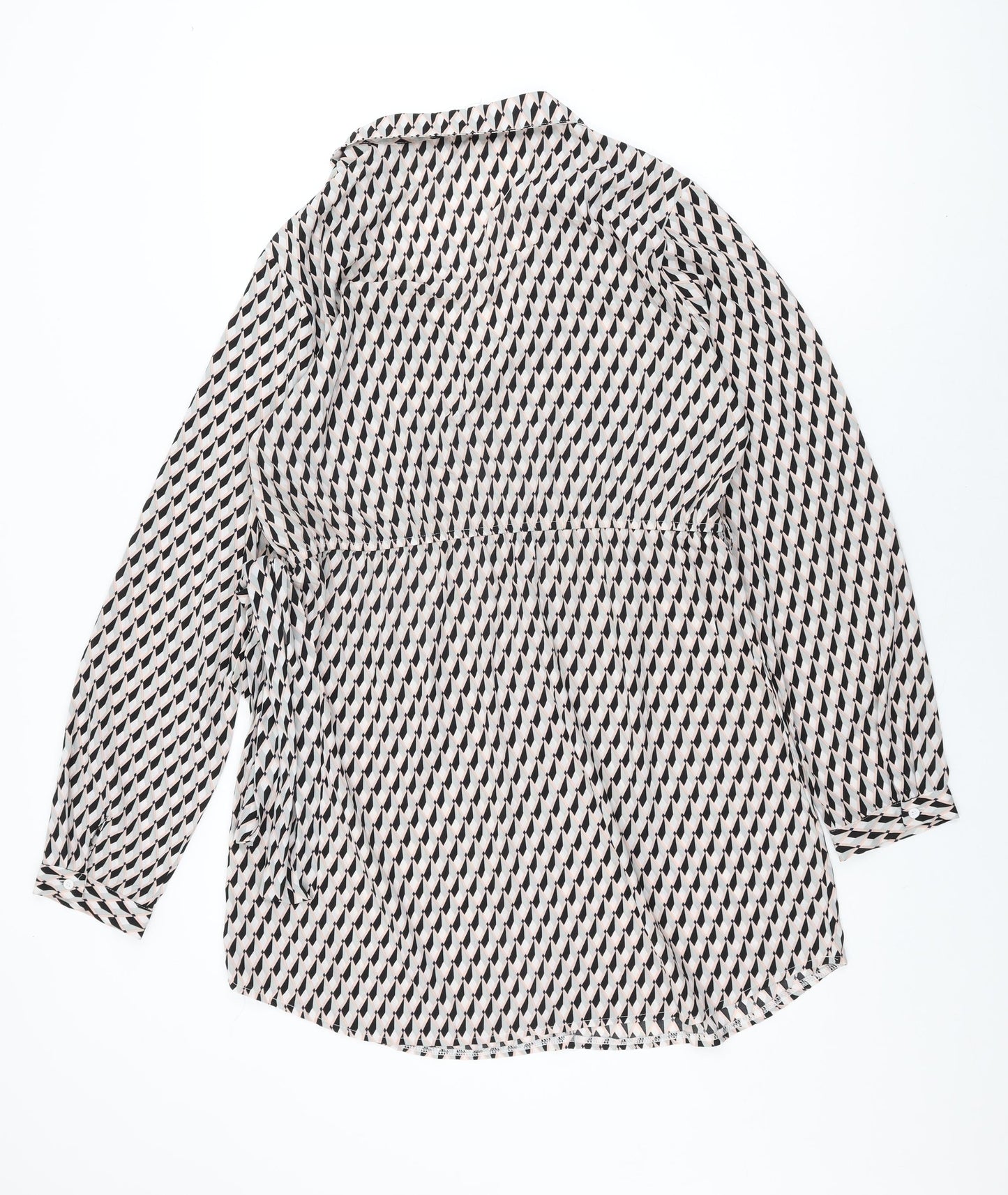 PRETTYLITTLETHING Womens Multicoloured Geometric Polyester Wrap Dress Size 16 V-Neck Tie