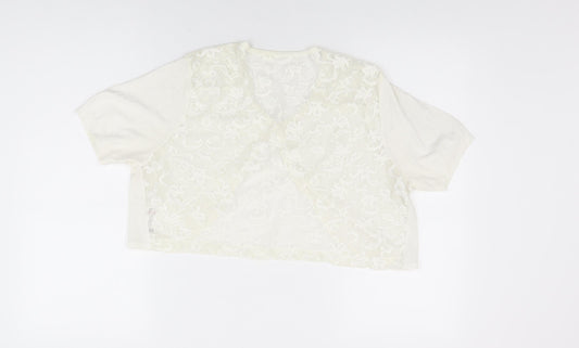 BHS Womens Ivory V-Neck Acrylic Cardigan Jumper Size 16