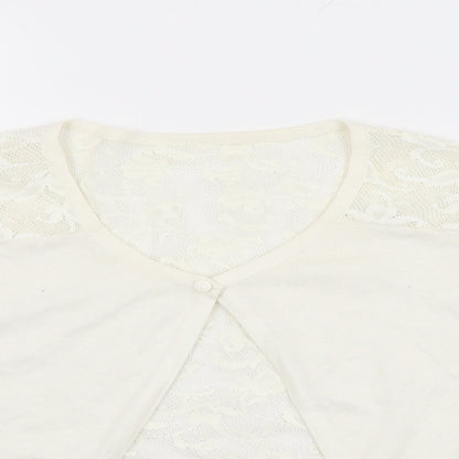 BHS Womens Ivory V-Neck Acrylic Cardigan Jumper Size 16