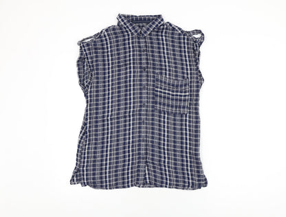 Womens UK Size 12 NEXT Blue Basic Button-Up
