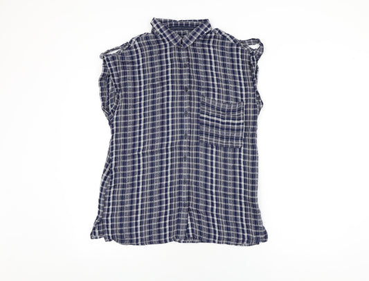 Womens UK Size 12 NEXT Blue Basic Button-Up