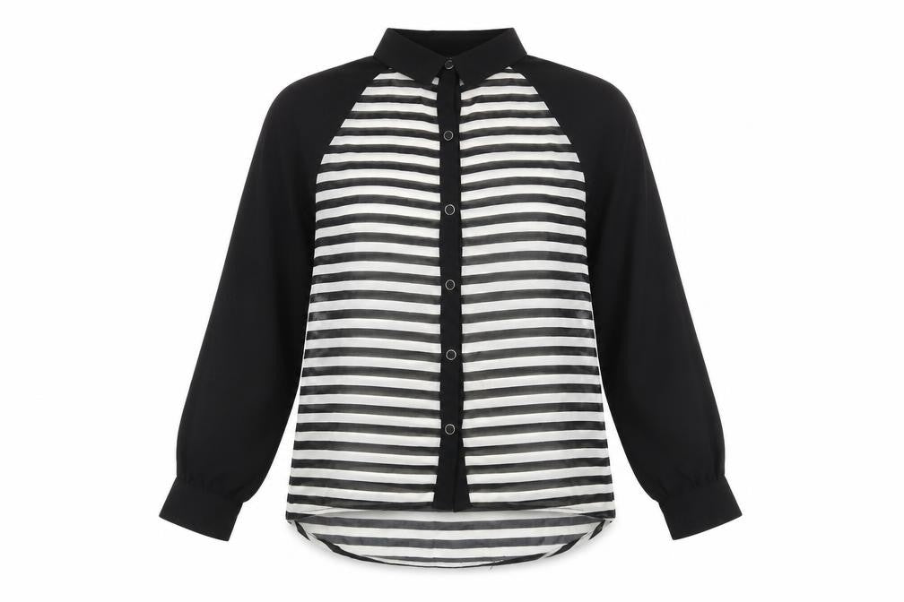Womens UK Size 14 Miso Black Basic Button-Up